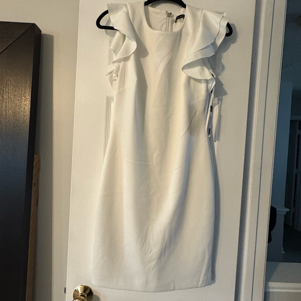 Elegant White Ruffle Sleeve Dress